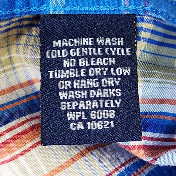 Panhandle Pearl Snap Shirt sz M Men Plaid Blue Red USA Texas Western Cowboy - Picture 4 of 11